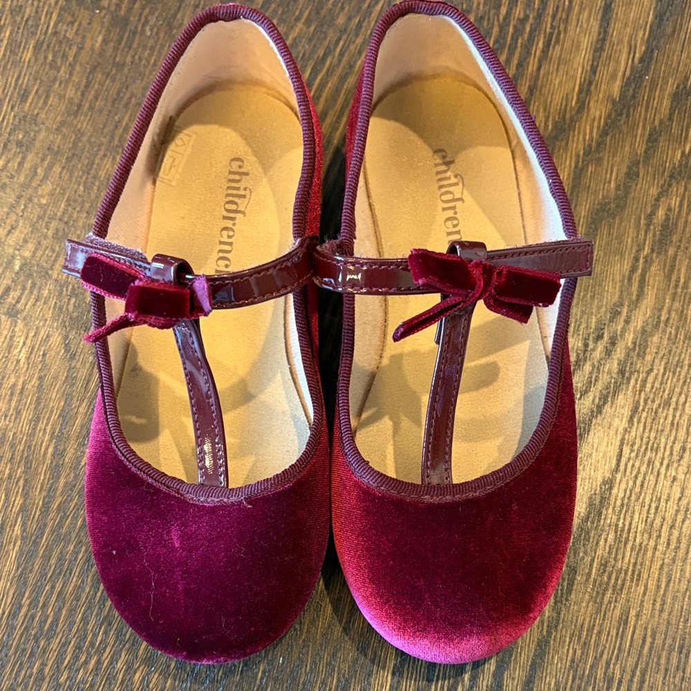 Children's Burgundy Velvet Dress Shoes
